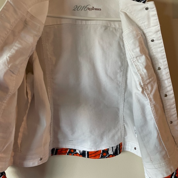 Handcrafted Jean Jacket With African Wax Fabric Panels - Picture 6 of 15